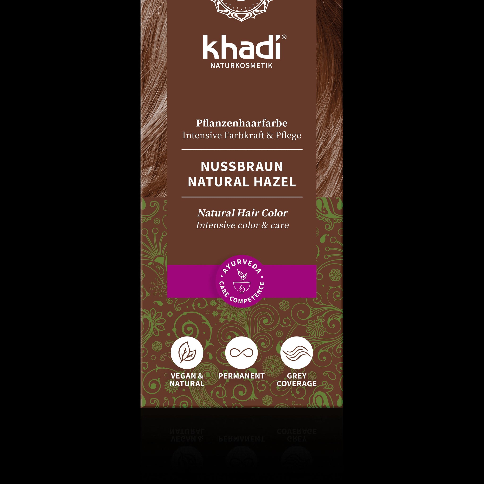 Khadi organická farba na vlasy v prášku lieskový orech 100 g - 31543