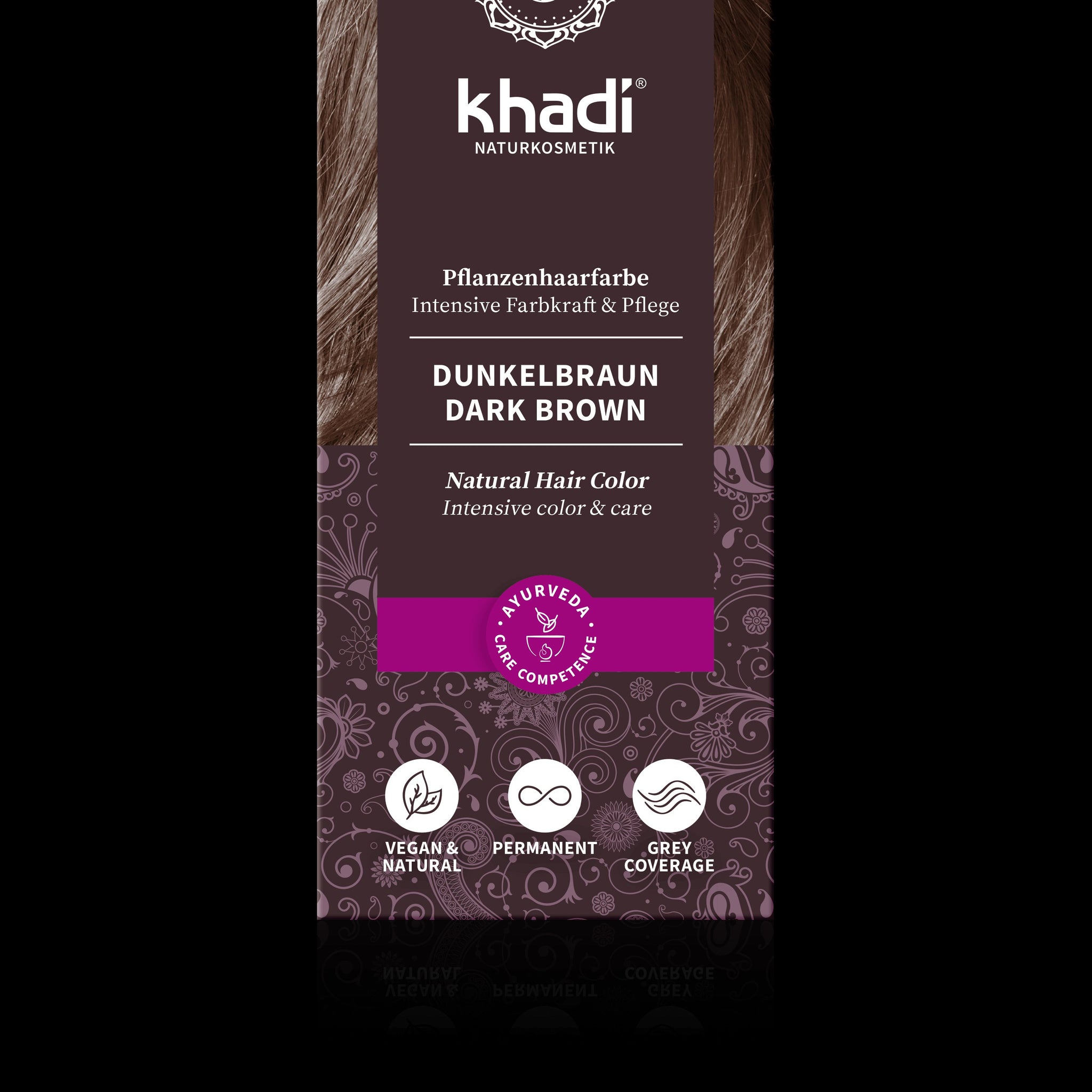 Khadi organická farba na vlasy v prášku tmavohnedá 100 g - 31534