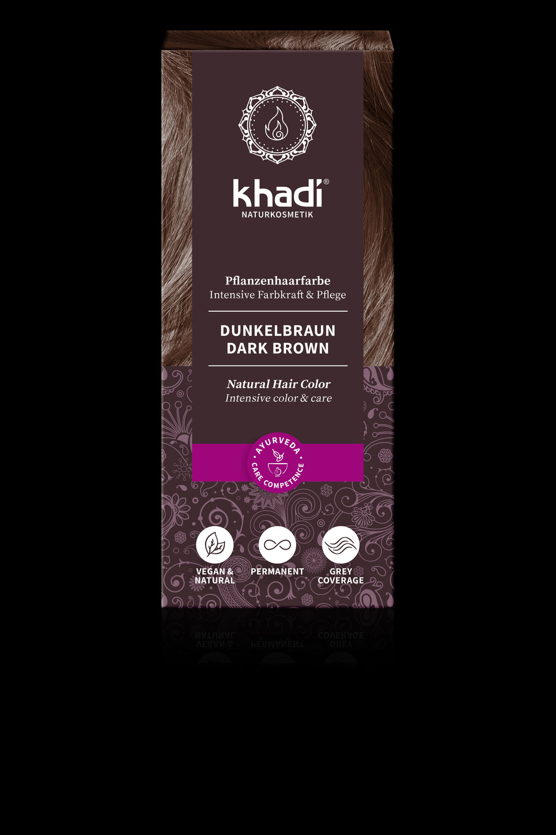 Khadi organická farba na vlasy v prášku tmavohnedá 100 g - 31534