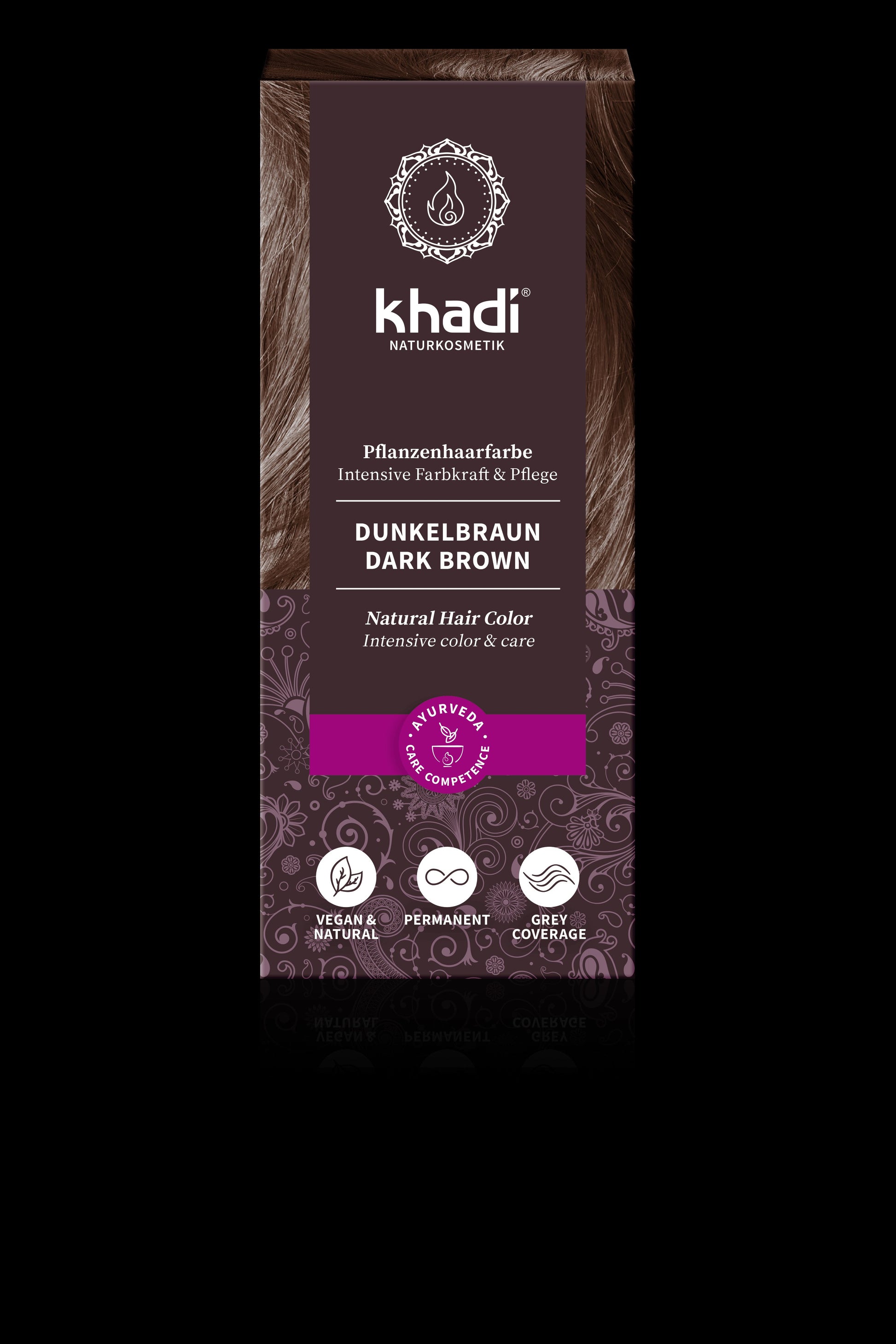 Khadi organická farba na vlasy v prášku tmavohnedá 100 g - 31534