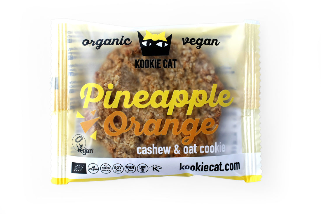 Kookie cat organické vegánske bezlepkové sušienky z ovsených vločiek, ananásovo-pomarančové 50 g - 83216