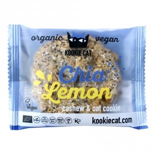 Kookie Cat Organické vegánske bezlepkové sušienky z ovsených vločiek s chia a citrónom 50 g - 93239