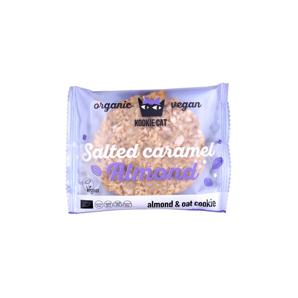 Kookie Cat BIO Vegánske mandľové ovsené sušienky so slaným karamelom 50 g - 59585