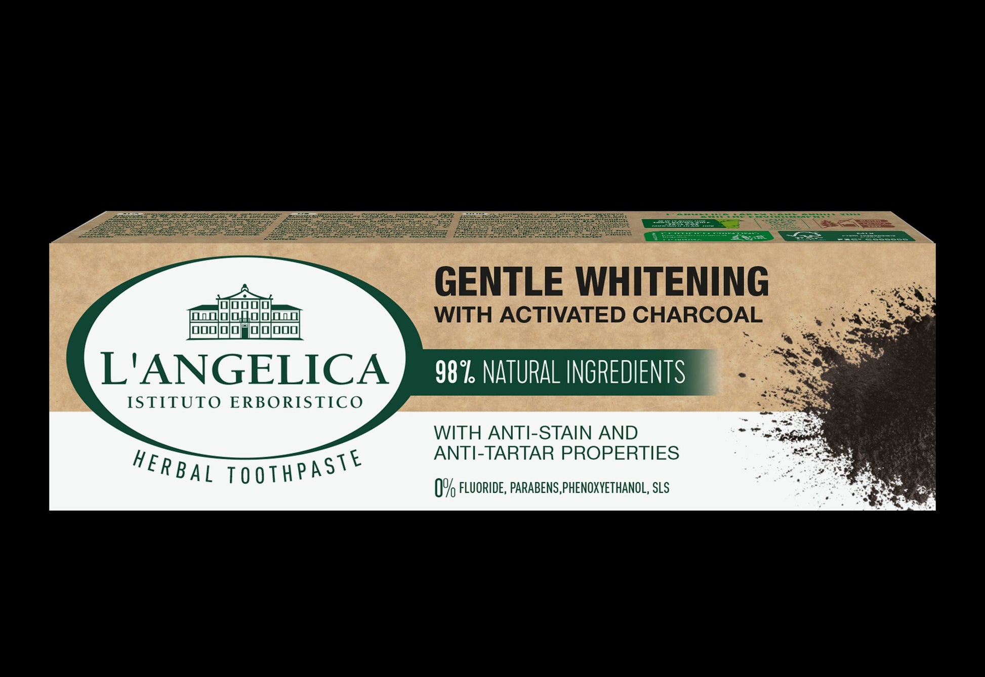 Langelica bylinná zubná pasta jemné bielenie s aktívnym uhlím 75 ml - 90492
