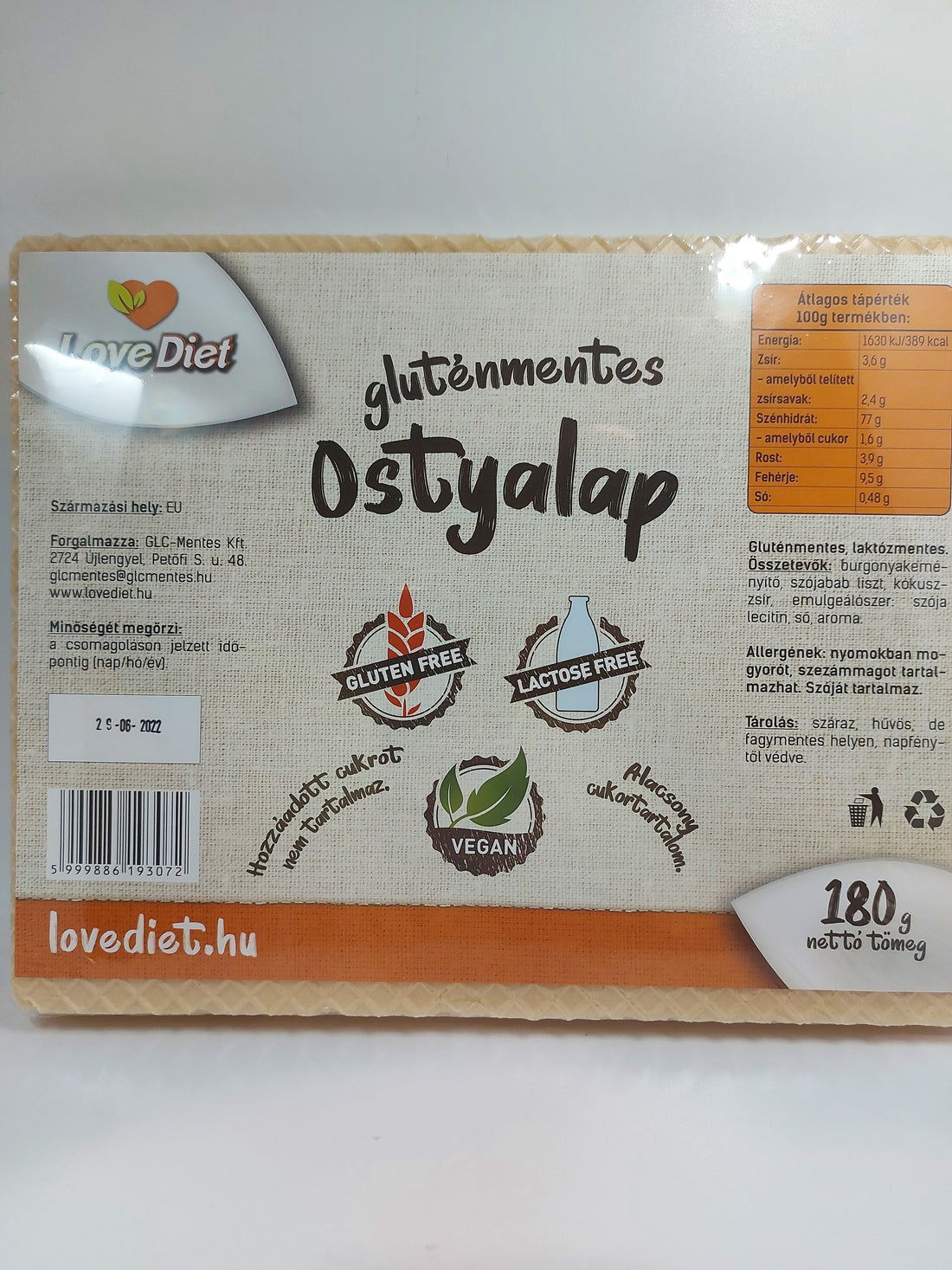 Lovediet bezlepkové oblátky 180 g - 93462