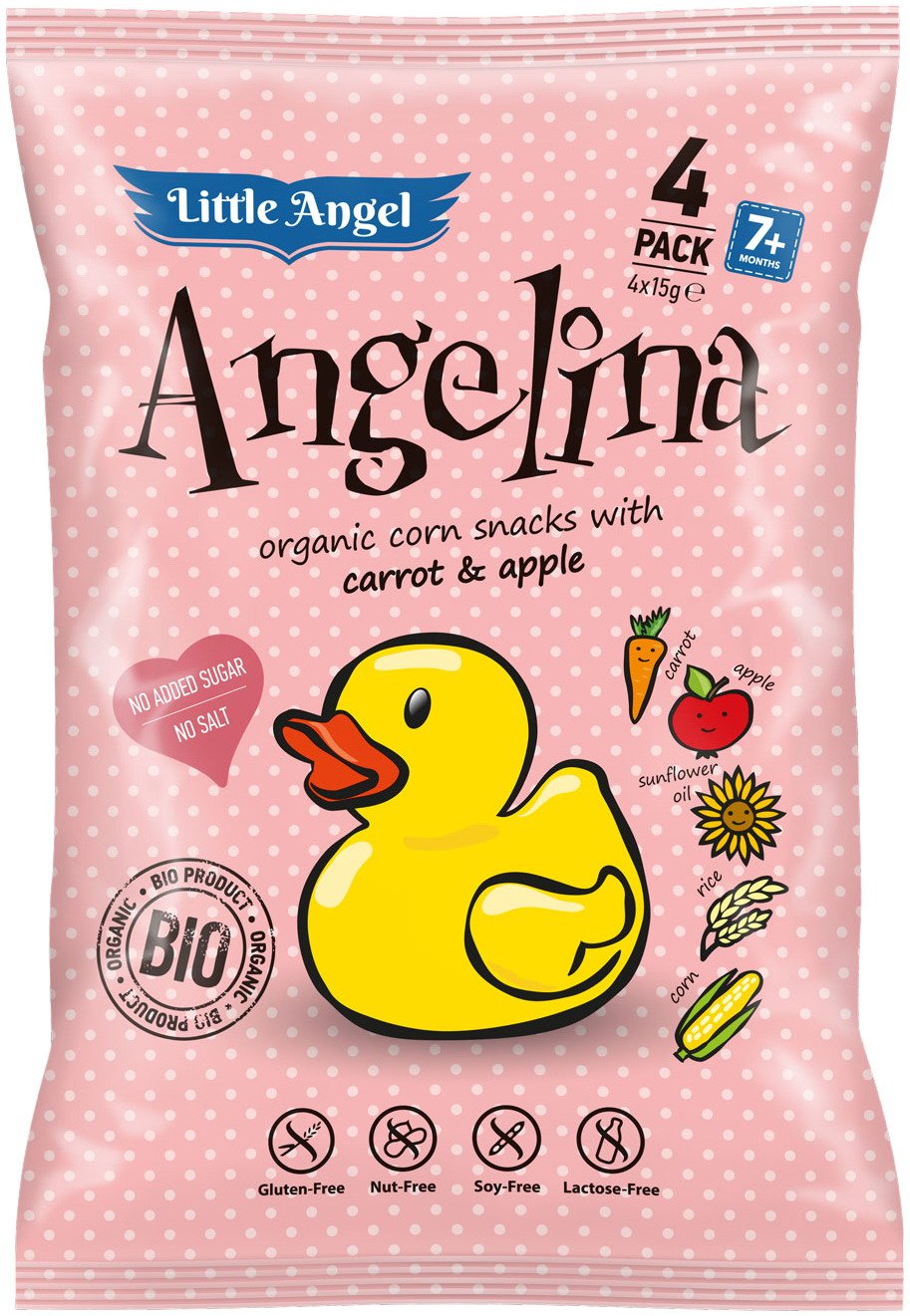 Angelina bio kukuričný snack 4x15g 60 g - 50024