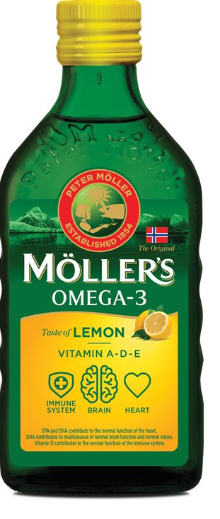 Möllers omega-3 rybí olej s vitamínmi A, D a E, s citrónovou príchuťou 250 ml - 93215