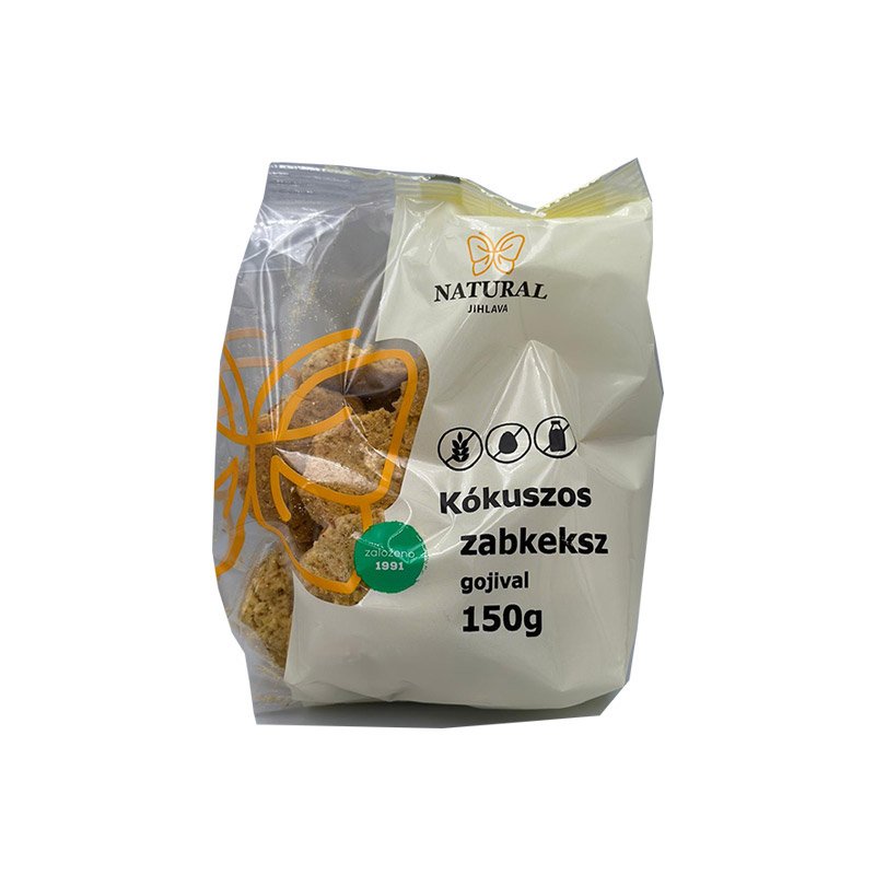 Prírodné bezlepkové ovsené sušienky s kokosom a goji 150 g - 96623