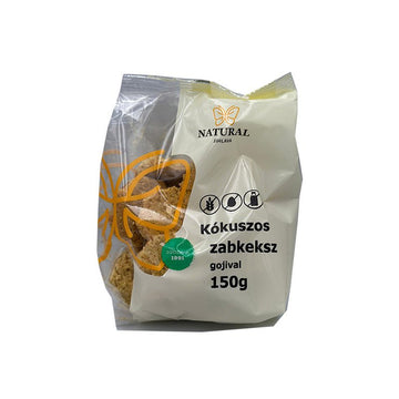 Prírodné bezlepkové ovsené sušienky s kokosom a goji 150 g - 96623