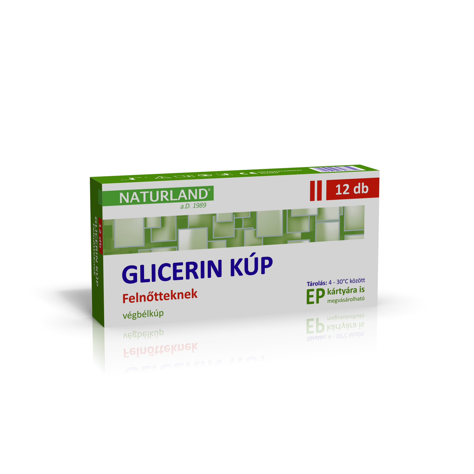 Naturland glycerínové čapíky pre dospelých 2500mg 12 kusov - 96373