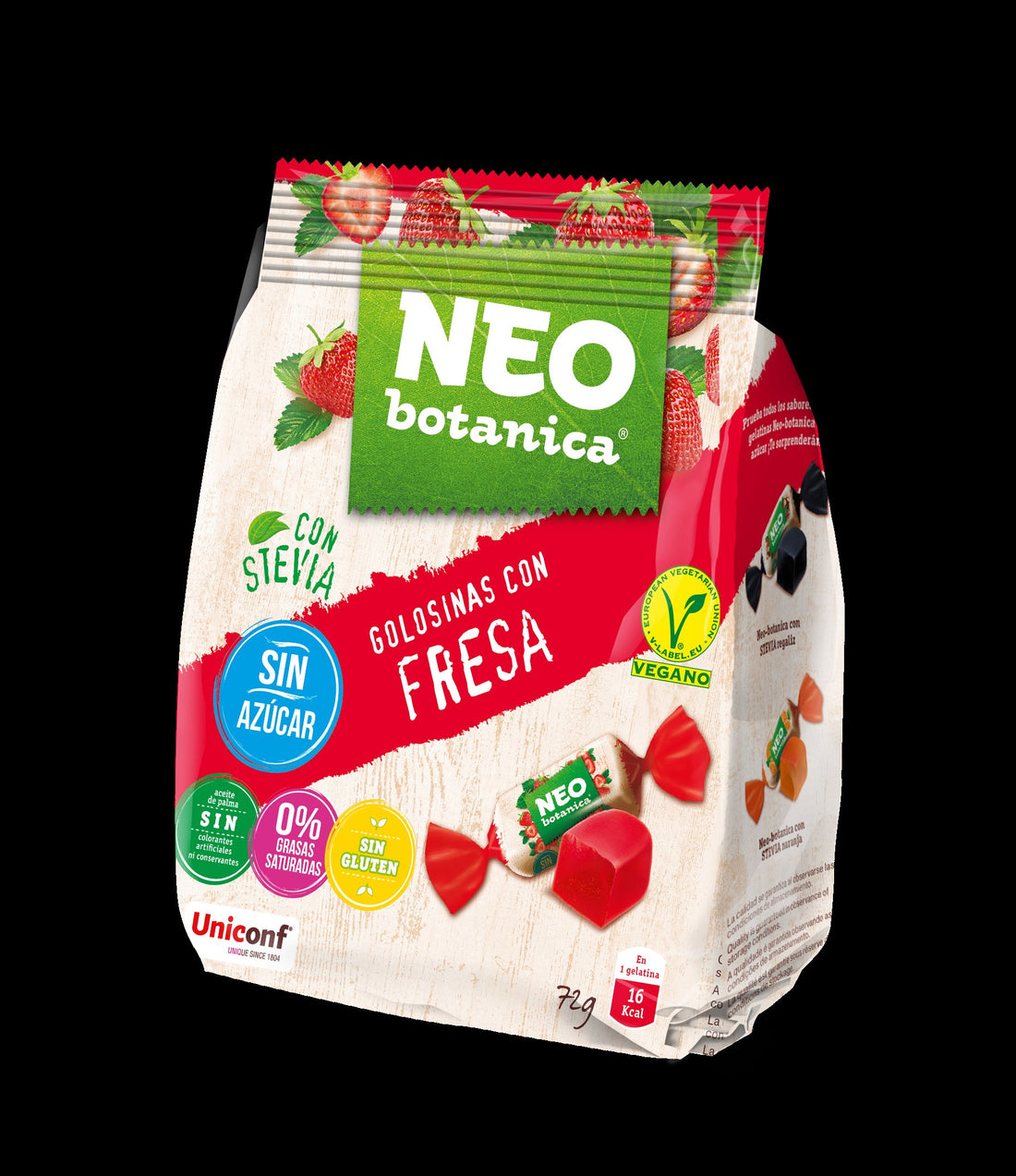 Neo Botanica stévia želé cukríky bez cukru, bez lepku, jahodová príchuť 72 g - 93881