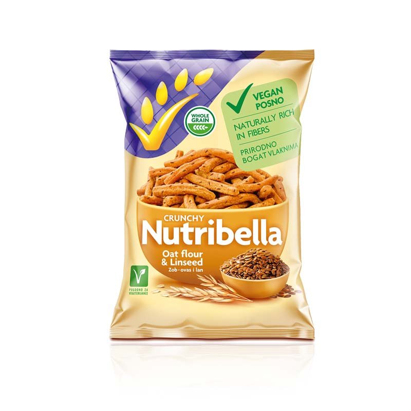 Nutribella celozrnný vegánsky snack s ľanovým semienkom 70 g - 55642