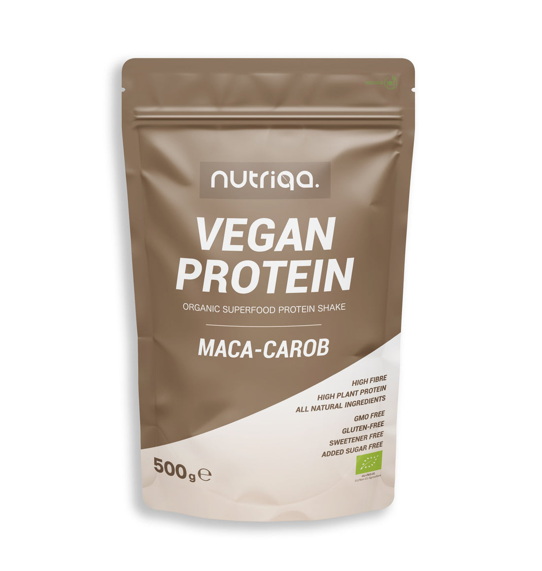 Nutriqa organická maca -karobová vegánska proteínová zmes 500 g - 92558