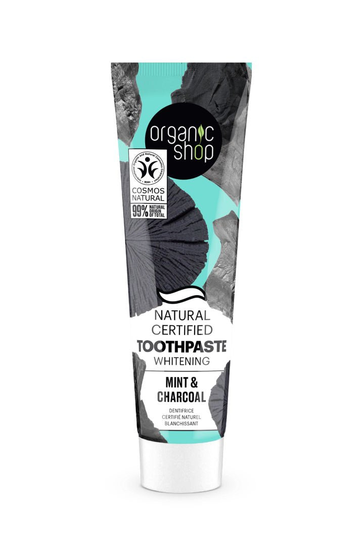 Organic Shop zubná pasta na bielenie zubov mäta a uhlie 100 g - 91571