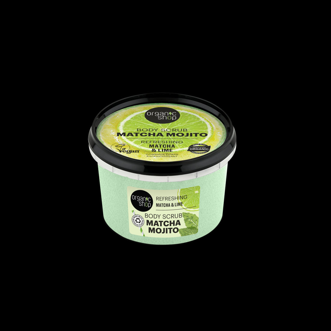 Organic Shop organický cukrový telový peeling s osviežujúcou matchou a limetkou 250 ml - 93948