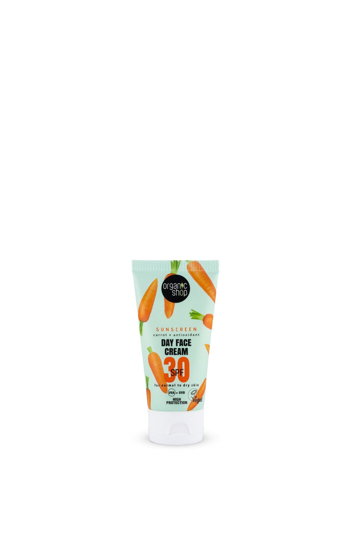 Organic Shop denný krém na ochranu pred slnkom s mrkvou a antioxidantmi spf30 pre normálnu a suchú pleť 50 ml - 96734