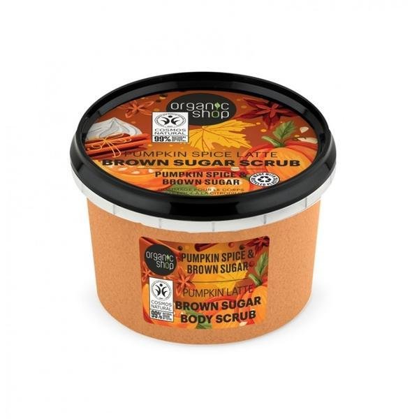 Organic Shop organický cukrový telový peeling pumpkin spice latte s tekvicovým korením a hnedým cukrom 250 ml - 94462
