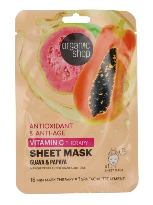 Organic Shop organická závojová maska s antioxidantmi a papájou proti starnutiu 25 g - 93953
