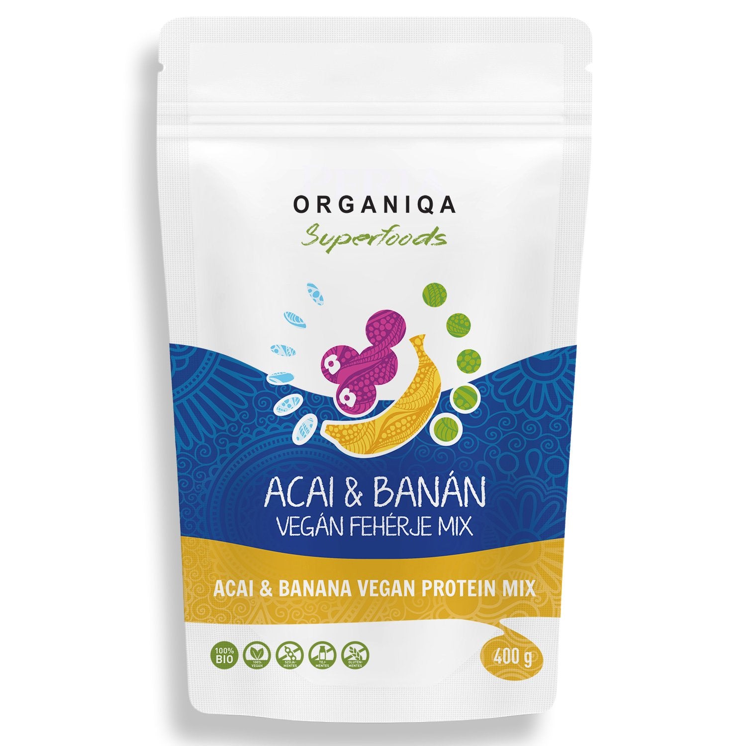 Organiqa organickýproteín acai-banánový vegánsky 400 g - 49538