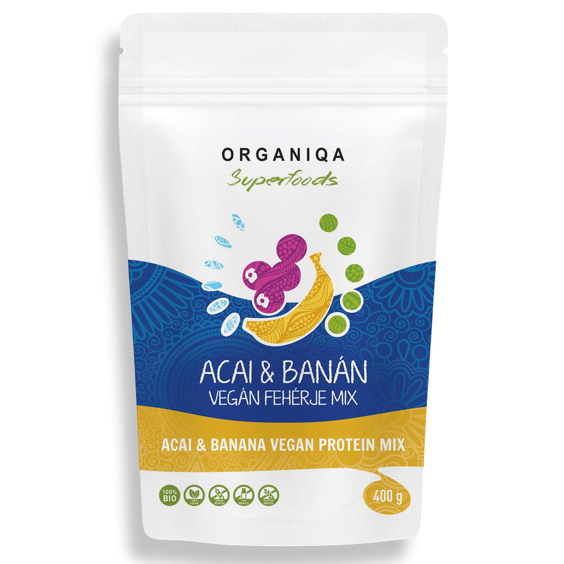 Organiqa organickýproteín acai-banánový vegánsky 400 g - 49538