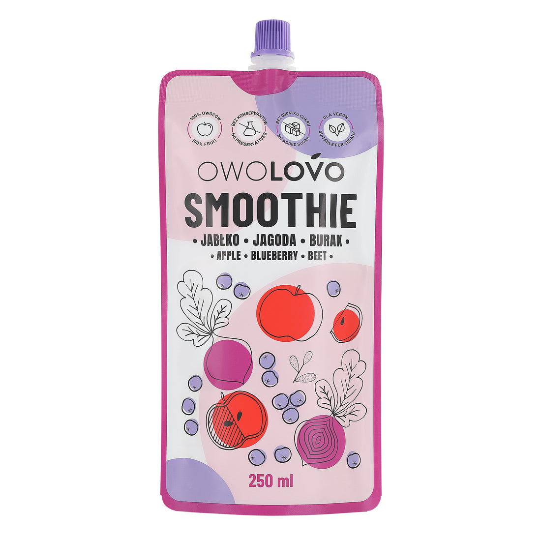 Owolovo jablkovo-morušovo-červená repa smoothie 250 ml - 93675