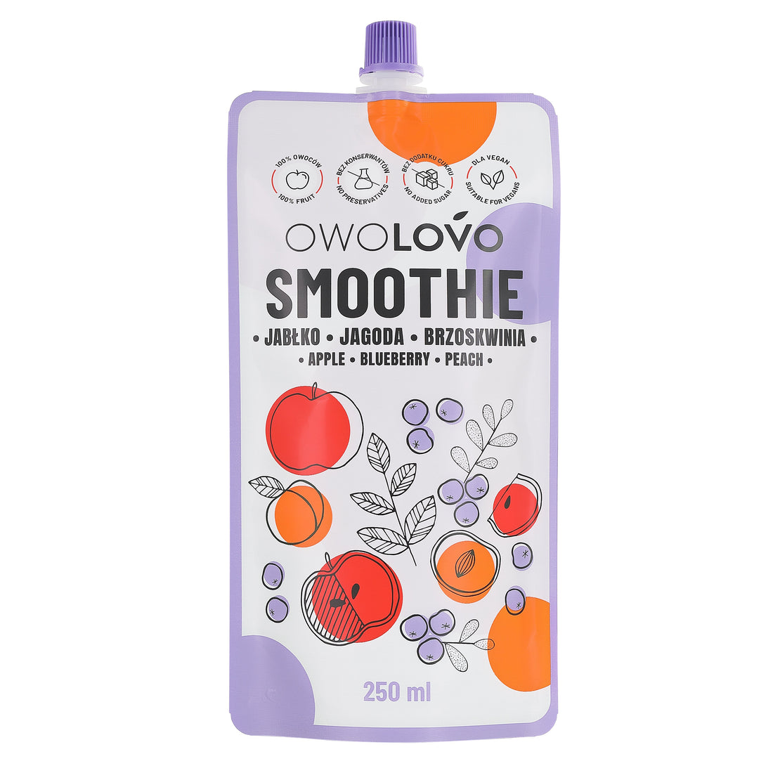 Owolovo jablkovo-čučoriedkovo-broskyňové smoothie 250 ml - 93676