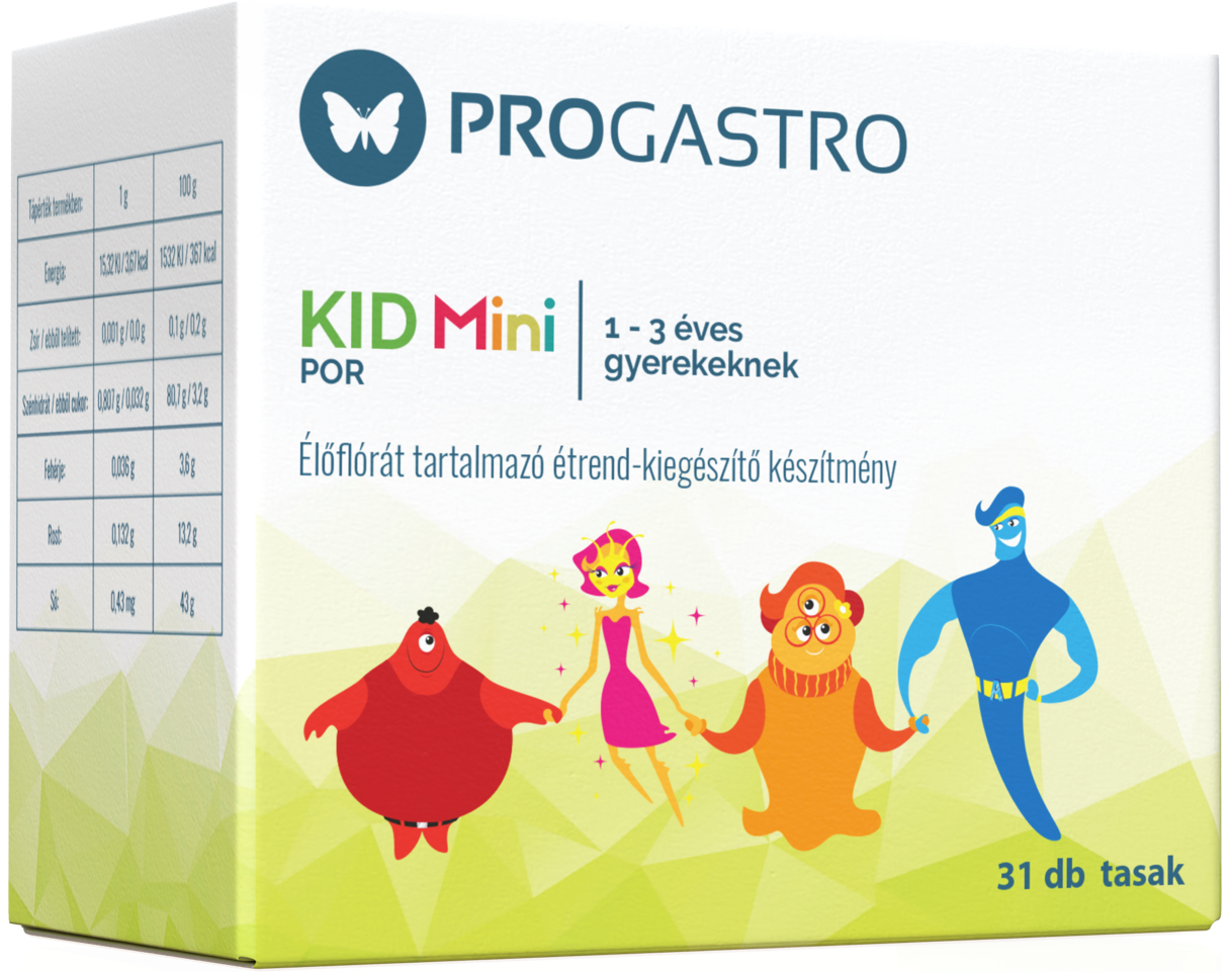 Progastro kid mini por pre deti vo veku 1 - 3 rokov Výživové doplnky obsahujúce živú flóru 31 vreciek