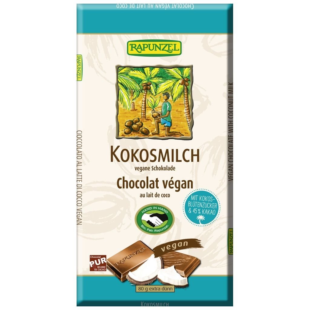 Rapunzel bio kokosová mliečna čokoláda s cukrom z kokosových kvetov 80 g - 88257