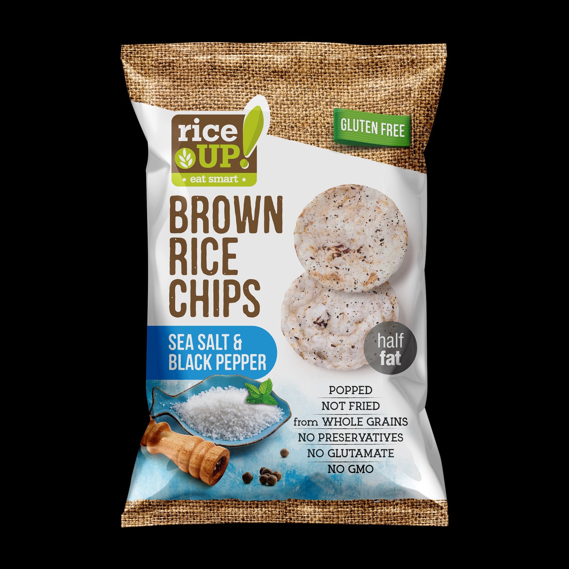 Rice Up  Hnedé ryžové lupienky so soľou a korením 60 g - 86572