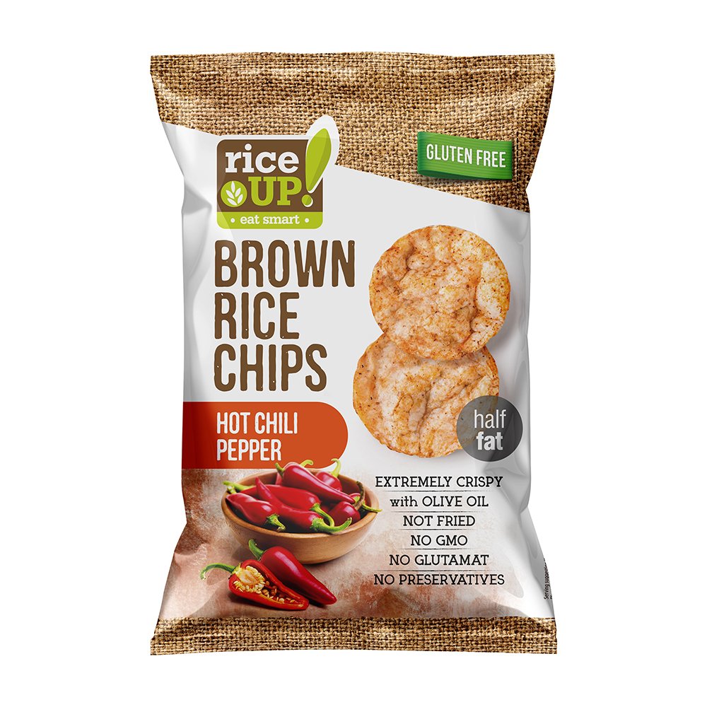 Rice Up hnedé ryžové lupienky s chilli 60 g - 54123