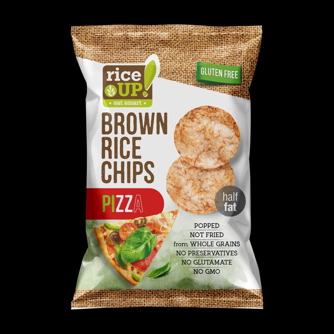 Rice Up chipsy z hnedej ryže s príchuťou pizze 60 g - 91448