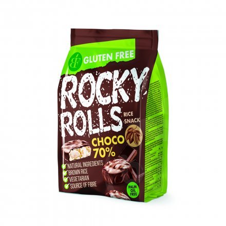 Rocky Rolls pufovaný ryžový disk v tmavej čokoládovej poleve 70 g - 56904