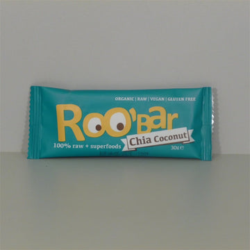 Roobar 100% raw organická ovocná tyčinka s chia semienkami a kokosom 30 g - 40598