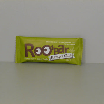 Roobar 100% raw organická ovocná tyčinka s konope a chiou 30 g - 40602