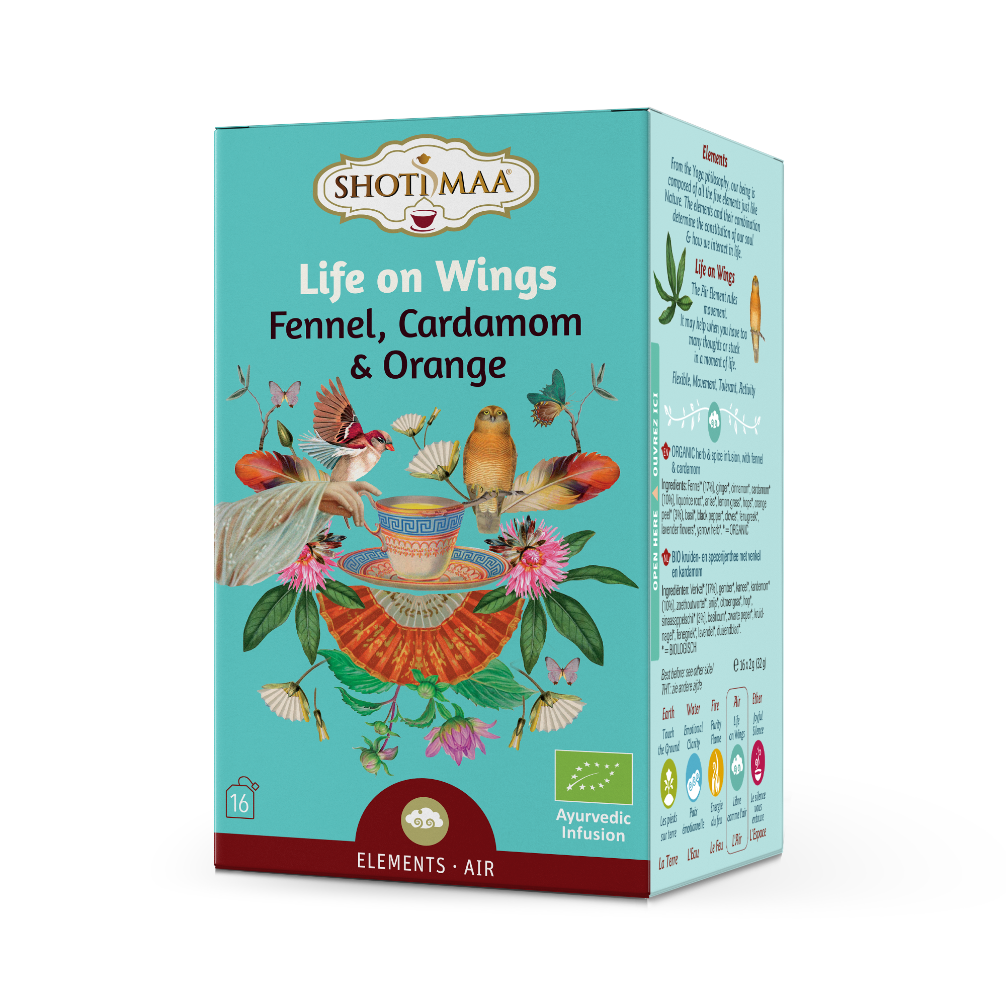 Shoti Maa organický čaj Life on Wings s feniklom, kardamónom a pomarančom 16x2g 32 g - 94441