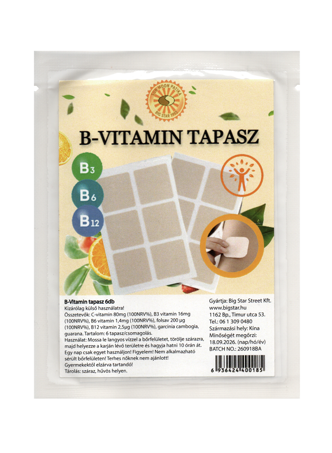 Sun Moon náplasť s vitamínom b 6 kusov - 97634