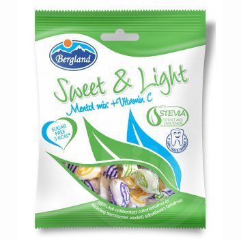 Sweet&Light Mentolové cukríky bez cukru s vitamínom C, sladené stéviou 60g