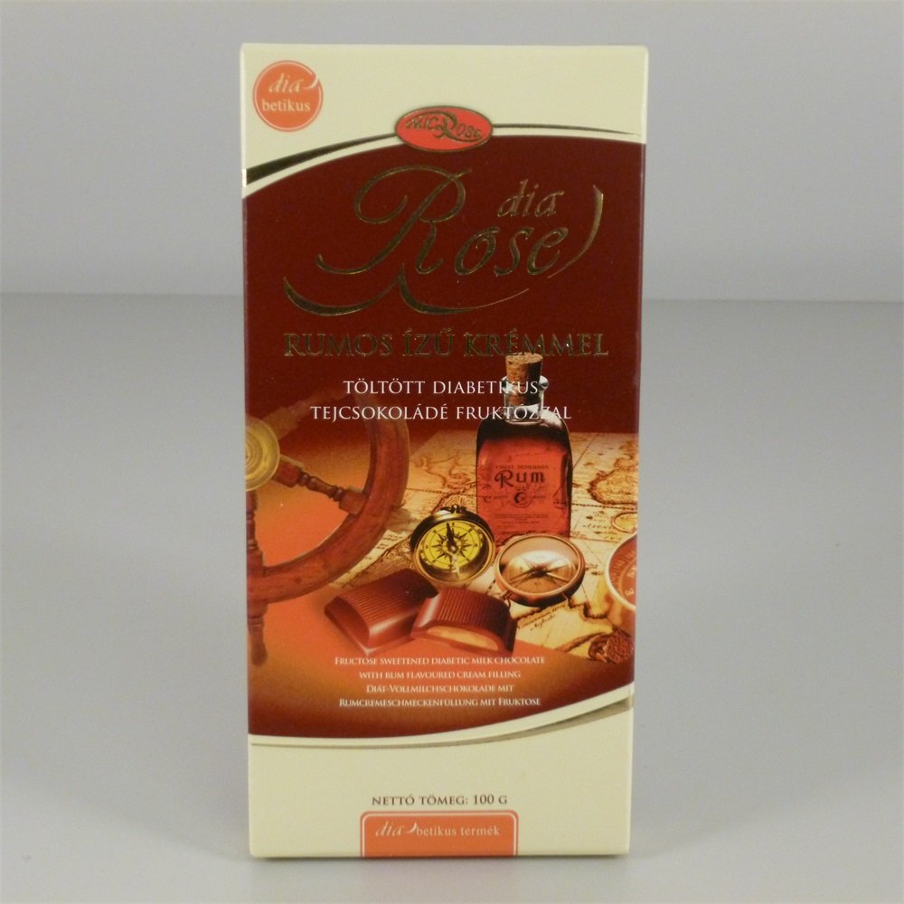 Sweetrose mliečna čokoláda plnená rumovým krémom, fruktóza 100 g - 39174