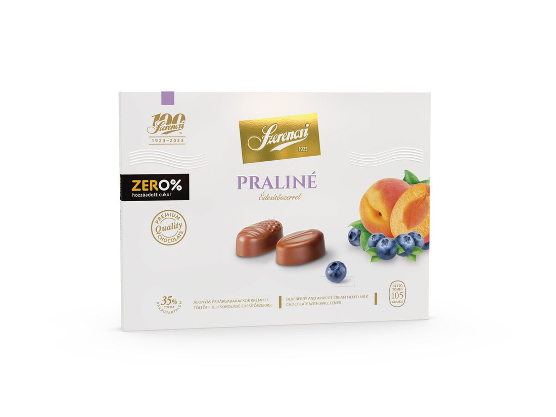 Szerencsi zero pralinky s čučoriedkami a marhuľami v mliečnej čokoláde 105 g - 91081