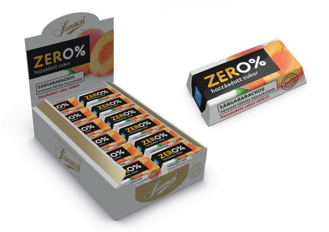 Szerencsi zero marhuľový krém plnený mliečnou čokoládou so sladidlom 21 g - 86808