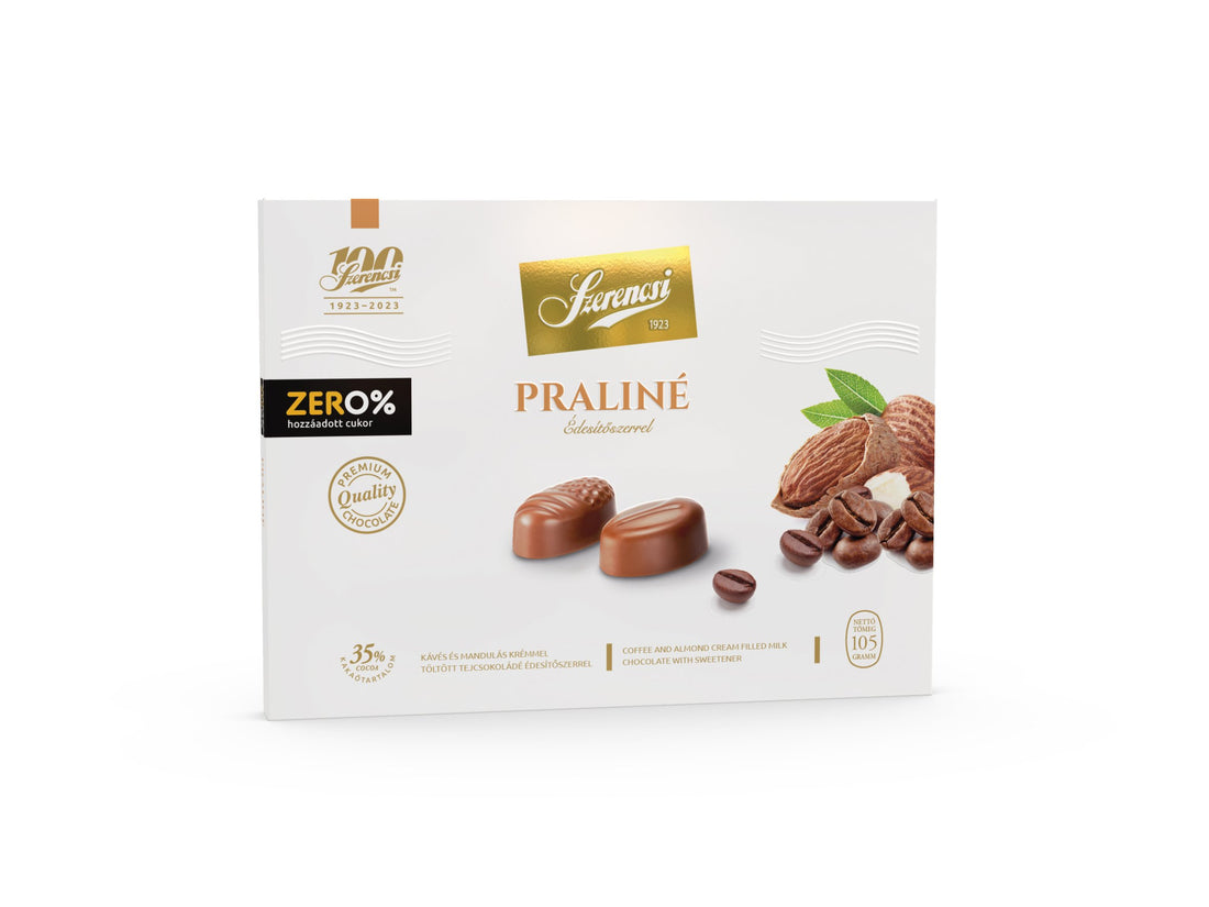 Szerencsi zero pralinková mandľovo-kávová čokoláda plnená sladovým krémom 105 g - 91080