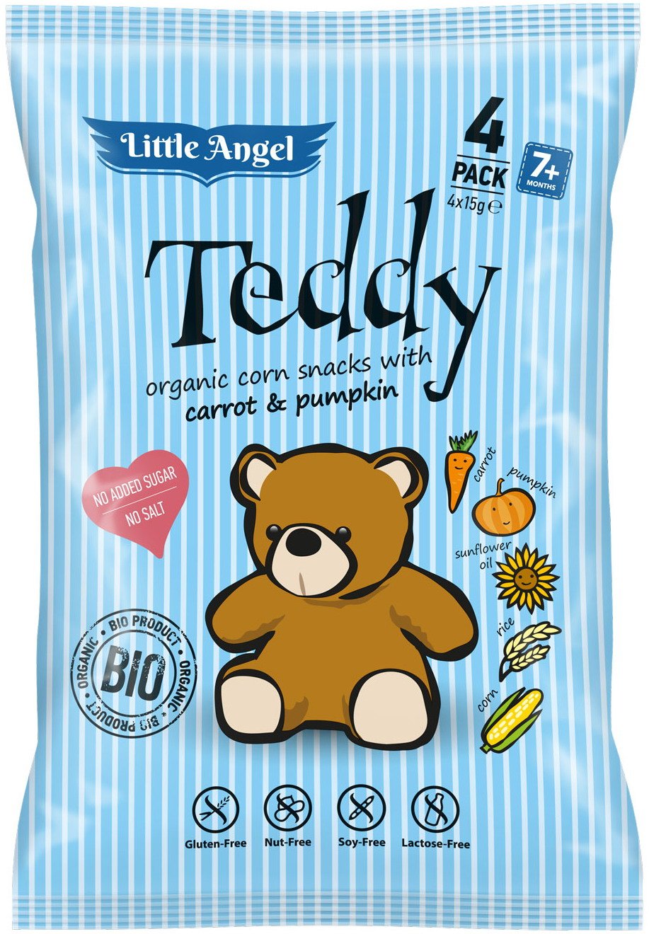 Teddy bio kukuričný snack 4x15g 60 g - 50025