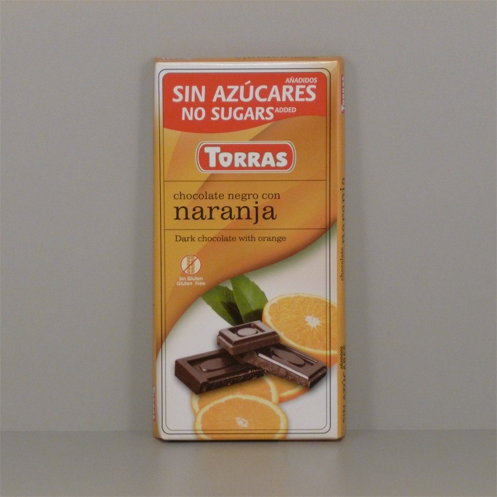Torras bezlepková horká čokoláda pomaranč bez cukru 75 g - 43623