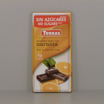 Torras bezlepková horká čokoláda pomaranč bez cukru 75 g - 43623