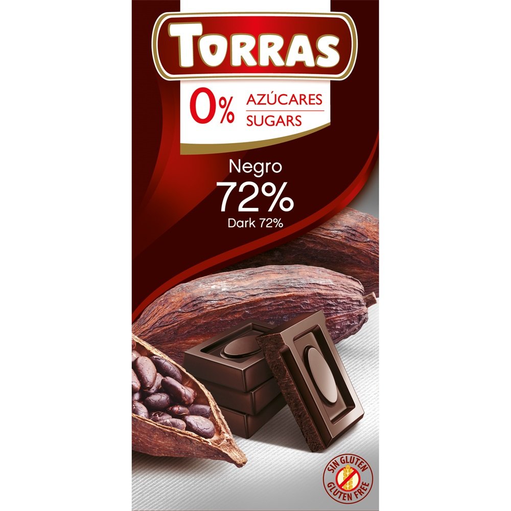 Torras bezlepková horká čokoláda 72% bez pridaného cukru 75 g - 59516