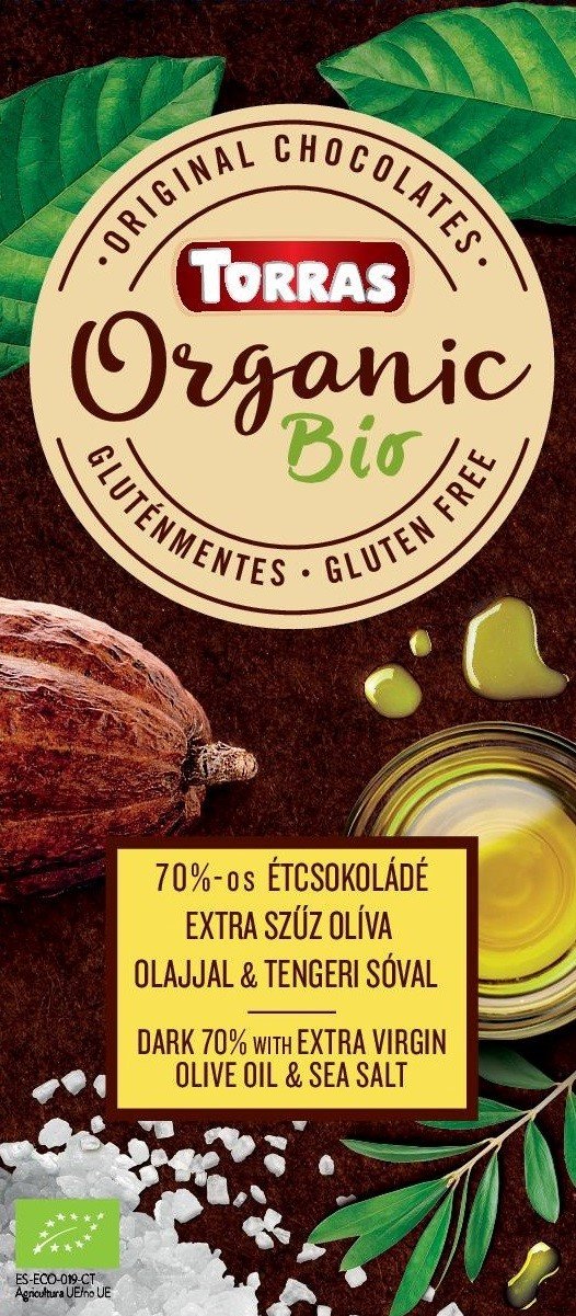 Torras organická 70% horká čokoláda s extra panenským olivovým olejom a morskou soľou 100 g - 83282