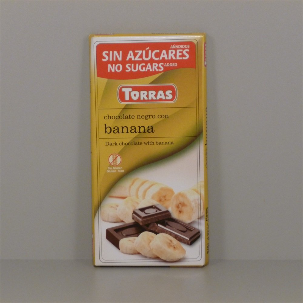 Torras bezlepková horká čokoláda s banánom bez cukru 75 g - 43622