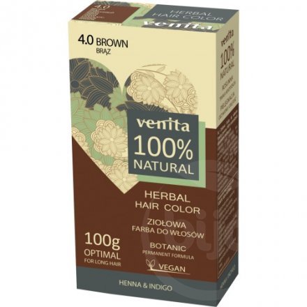 Venita 100% prírodná rastlinná farba na vlasy, hnedá 100 g - 60081