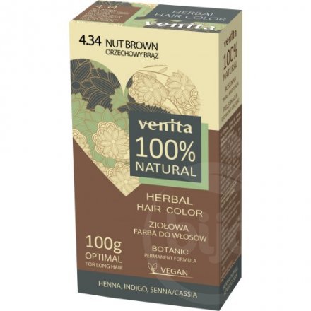 Venita 100% prírodná rastlinná farba na vlasy, orieškovo hnedá 100 g - 60083