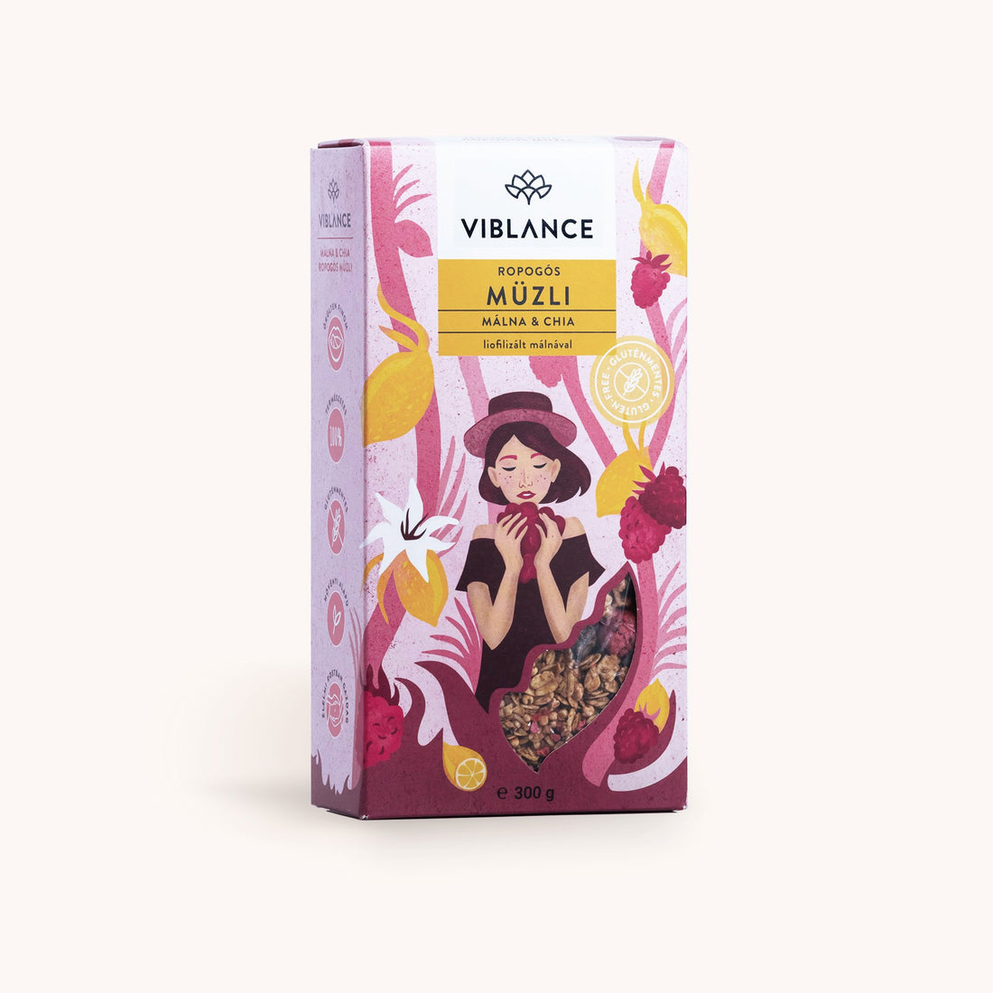 Viblance Bezlepkové chrumkavé müsli malina a chia 300g - 81723